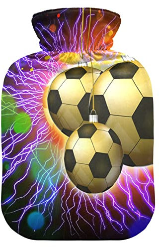 YOUJUNER Hot Water Bottle with Sport Ball Soccer Football Cover 1 Litre Large Hot Water Bag Warm Comfort Hand Feet Warmer