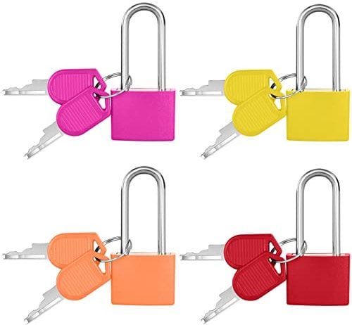 Flintronic 4Pcs Mini Candado con Llave, Cerraduras de Equipaje Multicolor, Mini Cerradura de Maleta, Candado con Llaves Pequeño, Candado de Viaje para Mochila de Viaje Maleta Mochila Gimnasio