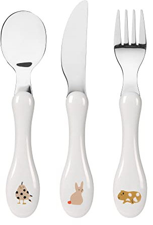 LÄSSIG Set di posate per bambini 3 pezzi cucchiaio forchetta coltello in acciaio inox manico in plastica/Cutlery Spicy Orange