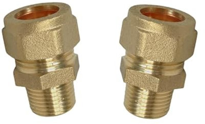 15mm by 3/8 BSP Male Iron Thread European Grohe Tap Flexible Tap Adapters Brass Coupler (Pair)