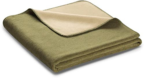 biederlack Wohndecke Duo Cotton Melange Baumwollmischung Oliv-Sahara Größe 150x200 cm