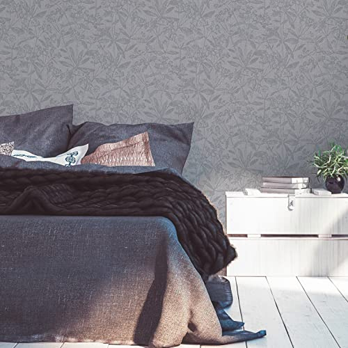 A.S. Création Terra 389244 Non-Woven Wallpaper Plants 10.05 m x 0.53 m Made in Germany Floral Grey/Blue
