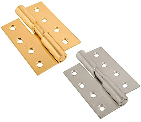 Rising Butt Door Hinges Left Brass or Zinc Lift Off Door Hinges (Electro Brass, 4 inch)