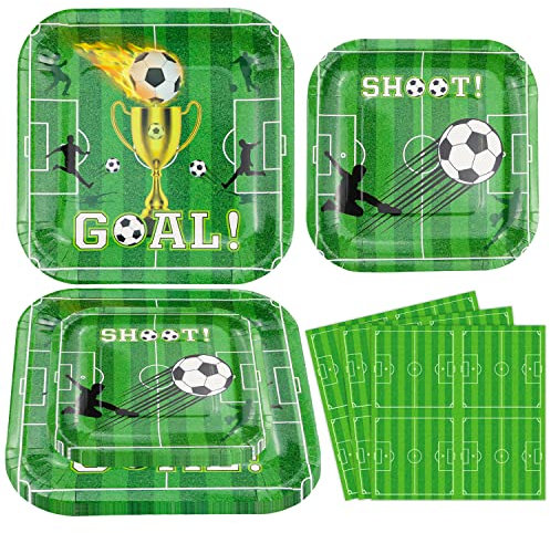 INSPIREYEE 120 Pack Football Party Supplies Sports Theme Birthday Decorations Football Party Plates Set Football Theme Tableware Set for Boys Sports Theme Birthday Decorations Serves 40 Guests