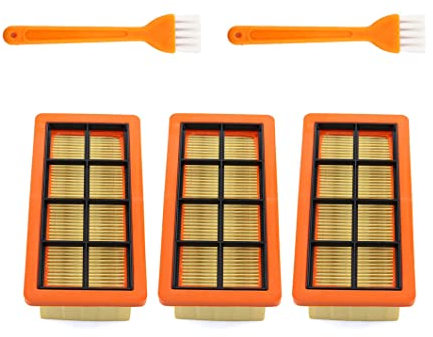 MCHNIC Set di 3 filtri pieghettati piatti con 2 spazzole per aspirapolvere a cenere Kärcher 6.415-953.0 AD2 AD3 AD4 Premium AD 3.000, AD 3.200 Robot Aspirapolvere Parte