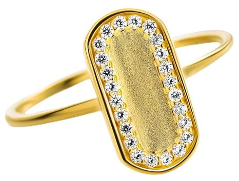 Orphelia 925 Silver Ring Gold Plated Stadium Shape with Zirconium Size 58