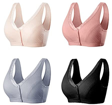 Front Fastening Bras for Women UK Plus Size Sports Lace Bras Everyday Bras for Women UK Clearance Wireless Bras Adjustable Front Closure Extra-Elastic Breathable Trim Bra Comfortable No Wire Trim Bra