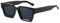 WDZAYXC Vintage Rechteckige Sonnenbrille für Damen Herren Chunky Rectangle Sunglasses Retro Brille UV400 Schutz(Schwarz)