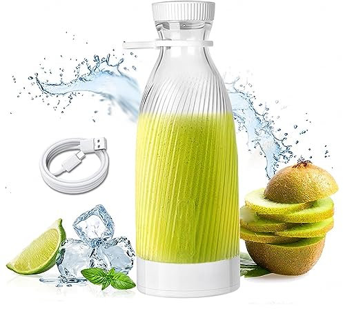 HAZARA Mini Portable Blender, 500ml, 6 Blades Design Fresh Juice Mixer, Wireless Portable Usb Charging Cute Blender, For Fresh Juice, Smoothies And Shakes,White