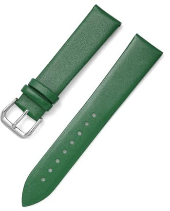 WAikub Uhrenarmband 8mm – 22mm, weiches und dünnes Leder-Uhrenarmband, Herren- und Damen-Uhrenarmband, Grün, 21mm
