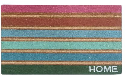 Roseley Large Doormat 45 x 75cm Non-Slip Entrance Rug for Winter Natural Coconut Coir Runner Indoor Outdoor Welcome Mat Heavy Duty Dirt Trapper [Multicoloured Stripes]