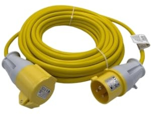 Connexion 110V Extension Lead 10M 1.5mm Cable – Heavy Duty Extra Long Outdoor Extension Cable with 16A Plug and Socket, Single Socket Extension Cord for Construction Site, Worksite, and Industrial Use