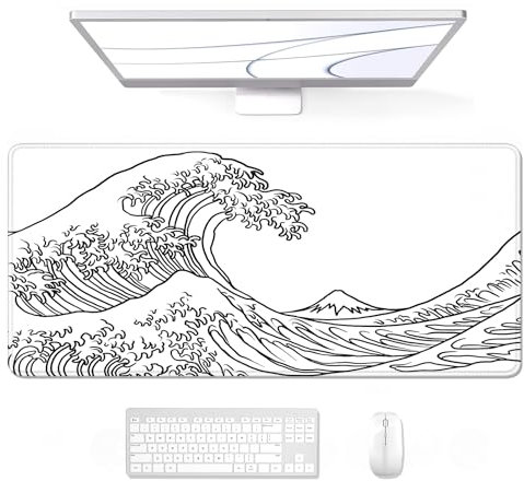 Auhoahsil Grand tapis de souris de jeu XXL, tapis de bureau pour bureau, caoutchouc épais, grande et longue, bords cousus, sous-main complet pour ordinateur portable et ordinateur, étendu, 90,9 x 40,9