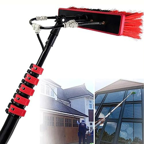 DDZJTPP Perche Telescopique Nettoyage, Kit Nettoyage Panneaux Solaires, Tige de Nettoyage Panneau Solaire Photovoltaïque, Outil D'équipement de Lavage Extérieur,Brushhead35cm-7.2m/24FT
