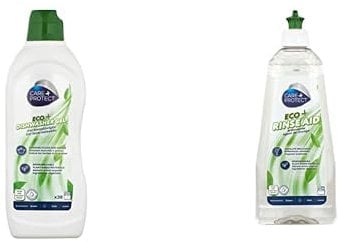 CARE+PROTECT ECO+ Dishwasher Eco-Friendly Bundle, 3 Pieces Cleaner Set: Hypoallergenic Detergent Degreasing and Rinsing Gel, 650 ml, Extra Shine Rinse Aid, 500ml, Long-Lasting Fragrance Deodorant