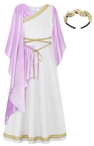 ReliBeauty Déguisement Déesse Grecque Costume pour Enfants Filles, 150