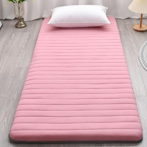 XDone Matelas de sol simple épais de 5 cm, matelas futon doux - Tatami japonais portable - Matelas de lit pliable - pour maison, camping, canapé (rose, 90 x 190 cm)