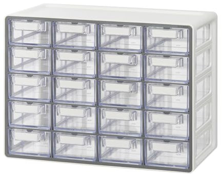 BLUE GINKGO Kleiner Aufbewahrungsschrank mit 20 Schubladen – stapelbare Perlen- und Bastelaufbewahrung, Hardware-Kleinteile-Organizer, Lehrer-Werkzeugkasten (hergestellt in Korea) – Grau