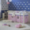 Homestyle4u Kinderhochbett Weiß 90 x 200cm Holz Kiefer rosa Hochbett Leiter Vorhang Lattenrost Matratze