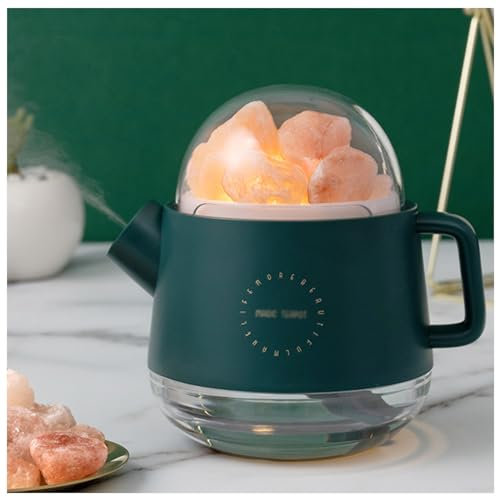 Forma de Tetera Humificadores de Humedad Habitacion, 360ml Humificador de Aire, Piedra de Sal Humidificadores para Bebés y Plantas, Hogar,Green