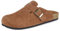 Clogs Damen Herren Hausschuhe mit Weiches Fußbett Gartenschuhe Leder Pantoletten Slip on Sandalen Freizeit Schuhe Rotbraun 39