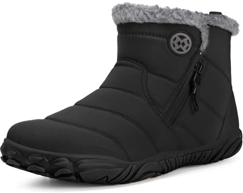 Scarpe Barefoot Invernali Uomo Donna Stivali Neve Caldo Antiscivolo Scarponcini, Nero, 43 EU