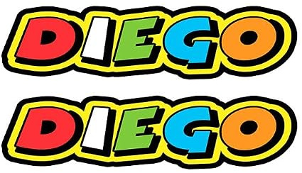 GamesMonkey® - Adesivo stile Vale THE DOCTOR - 2 pezzi - Varie Dimensioni - gara cross pista auto moto stickers (Diego, 20x4 cm)