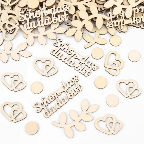 GoldRock Holz Schön Dass Du Da Bist Konfetti Geburtstag Groß 1,5-6,5cm,100 Stk Tischdeko Hochzeit,Streudeko Geburtstag Tischdeko Taufe Silvester,Streudeko Hochzeit Dekoration,Schön Das Du Da Bist Deko