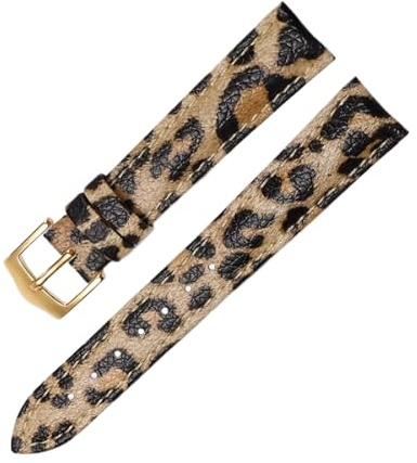 Chlikeyi Echtes Leder-Uhrenarmband, Leopardenmuster, Damenuhr-Zubehör, 12-20mm