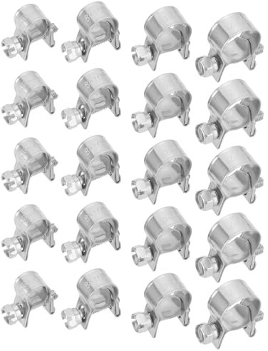 YINETTECH 20Pcs Hose Clamp Set 304 Stainless Steel Hose Clamp Fuel Hose Clamps Pipe Clips Mini Pipe Clamp for Automotive Industrial Marine (6-8mm, 8-10mm, 10-12mm, 12-14mm)