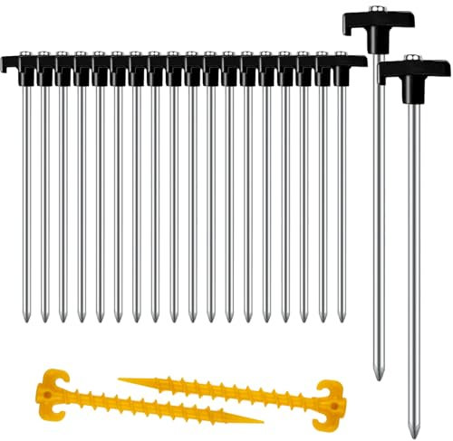 Zeltheringe, AVOFOREST Heringe erdnägel stabil, Heringe Camping, Zeltzubehör, Lange und robuste Erdnägel,ideal für normalen und harten Boden,18cm (Schwarz, 20pcs)