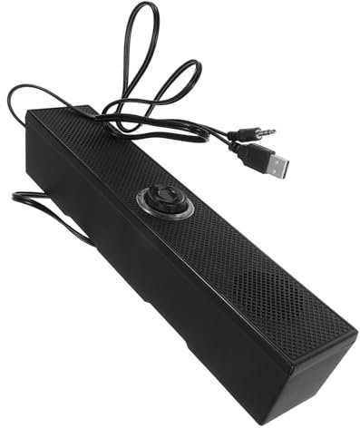 OSALADI Altavoces De Ordenador Subwoofer Integrado para Escritorio, Barra De Sonido Dual Cableada, Alta Potencia para Juegos y Oficina, Compactos y Enchufables, Color Negro
