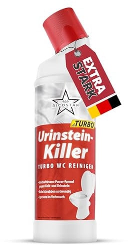 Ricostar Urinsteinentferner EXTRA STARK [Profi-Qualität] 750ml | Made in Germany | WC Reiniger extra stark | Toilettenreiniger extrem stark | Putzmittel | Antikalk Reiniger | Kalkreiniger