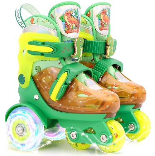 Kinder Rollschuhe für Mädchen Junge Einhorn Dinosaurier Meerjungfrau Rollschuhe Größen Verstellbar mit Leuchtenden Rädern für Anfänger Weihnachts und Geburtstags Geschenke