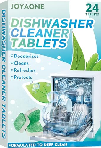 Dishwasher Cleaner Tablets, 24 Pack Powerful Descaling and Deodorizing Tablets, Natural Formula Deep Cleaning for Dishwasher Machines, Heavy Duty for Sparkling Clean Removes Limescale,Grease, Odors