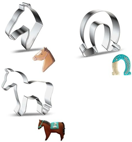 3 Stück Ausstechformen Pferde, Pferdekopf Keksausstecher, Pony Cookie Cutter Geschenke für Weihnachten Geburtstag Pferd Backform für Pferdenudeln Schokopferd