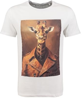 KEYLARGO Men T-Shirt MT KLSMART Giraffe White Round