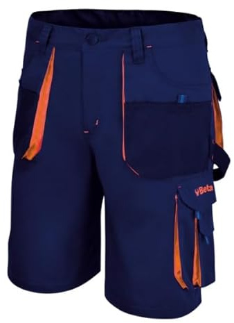 Beta 7861B - Bermuda da Lavoro Leggeri Beta Easy, in Tessuto T/C, con Tasche Multifunzione e Nastro Porta Martello, Blu, Taglie dalla XS alla 5XL