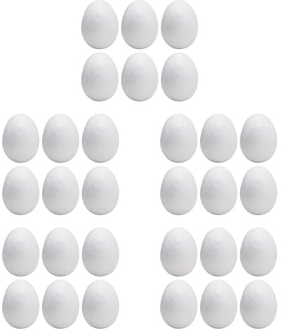 Schaumstoff-Eier, blanko zum Basteln, Styropor-Eier für DIY-Schulprojekte, handgefertigt, 30 Stück, 6,7 x 4,7 cm, 30 Stück