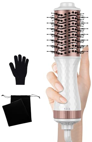 OKWRAP MINI Warmluftbürste Fönbürste, Rundbürstenföhn MINI, Haarbürste elektrisch, Travel 4-in-1 Haarföhn Bürste und Styler Volumizer, Heissluftbürste, Haarglätter Bürste