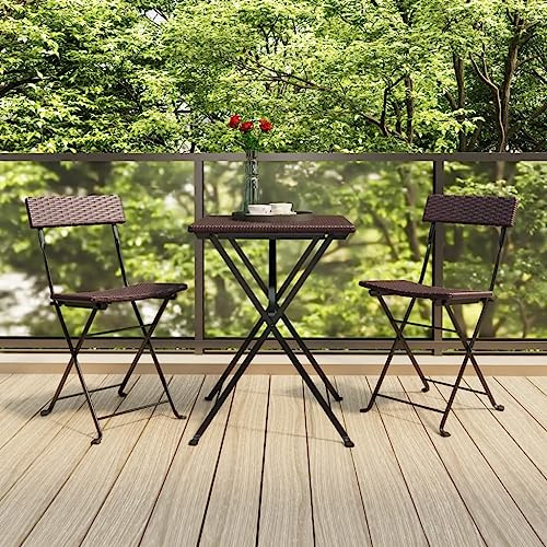 Emmtore Klappstühle für Bistro,2 Stück,braun,Polyrattan und Stahl1410