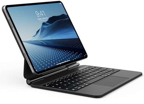 KVTVOU Hülle Tastatur für iPad 11. Gen 2025 / iPad 10. Gen 2022, Schwarz | Bluetooth-Tastatur mit Touchpad für iPad (A16) 11./10. Generation, Freitragender Ständer, Deutsches QWERTZ-Layout, Ultradünn