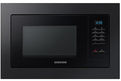 Samsung MG20A7013CB/EG - Microonde da incasso con grill, 850 W, 20 l, piccolo forno a microonde per nicchie da 28 cm, con telaio da incasso, piastra Crusty Plate, interno smaltato antigraffio, colore