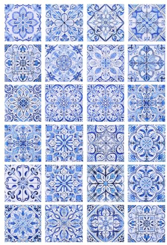 GOMAKERER 24 Sheets Victorian Floral Self Adhesive Dollhouse Wallpaper, Dollhouse Wallpapers Flooring PVC Waterproof Mini Stickers Mini Dollhouse Accessories for DIY Crafting House Models