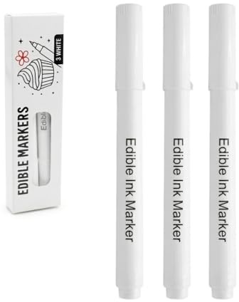 3 Stück Essbarer Weißer Lebensmittelfarbstift – Speziell für Dunkle Oberflächen & Schokolade – Profi Lebensmittelmarker für Fondant, Gebäck & Tortendeko – Lebensmittelecht