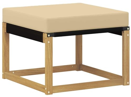 vidaXL Outdoor-Fußhocker Massivholz Akazie und Textilene Stoff Weiß, Akazienholz Balkonmöbel, modernes, Robustes Lounge-Set für vielseitige Garten-Nutzung, wetterfest und schick