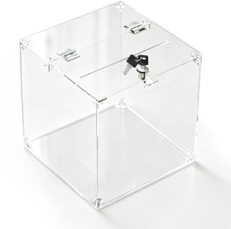 Spendenbox Durchsichtig 25 x 25 x 25cm, Spendenbox Abschließbar