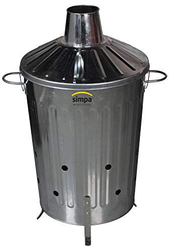CrazyGadget® Small Medium Large Extra Large Galvanised Metal Incinerator Fire Burning Bin with Special Locking Lid (60 Litre)