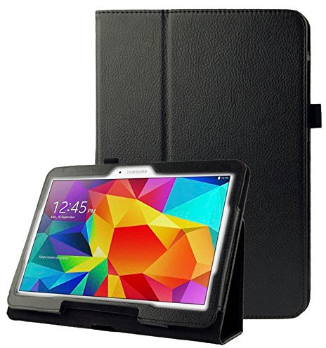 subtel Funda para Tablet Samsung Galaxy Tab 4 10.1 (SM-T530 / SM-T531) con Cierre magnético y función de Soporte Hands-Free - Carcasa de Cuero Artificial Back Cover, Funda con Tapa de Color Negro