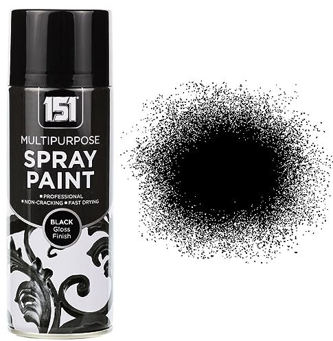 151 Black Gloss Multi-Purpose Aerosol Spray Paint 400ml (6 Pack)
